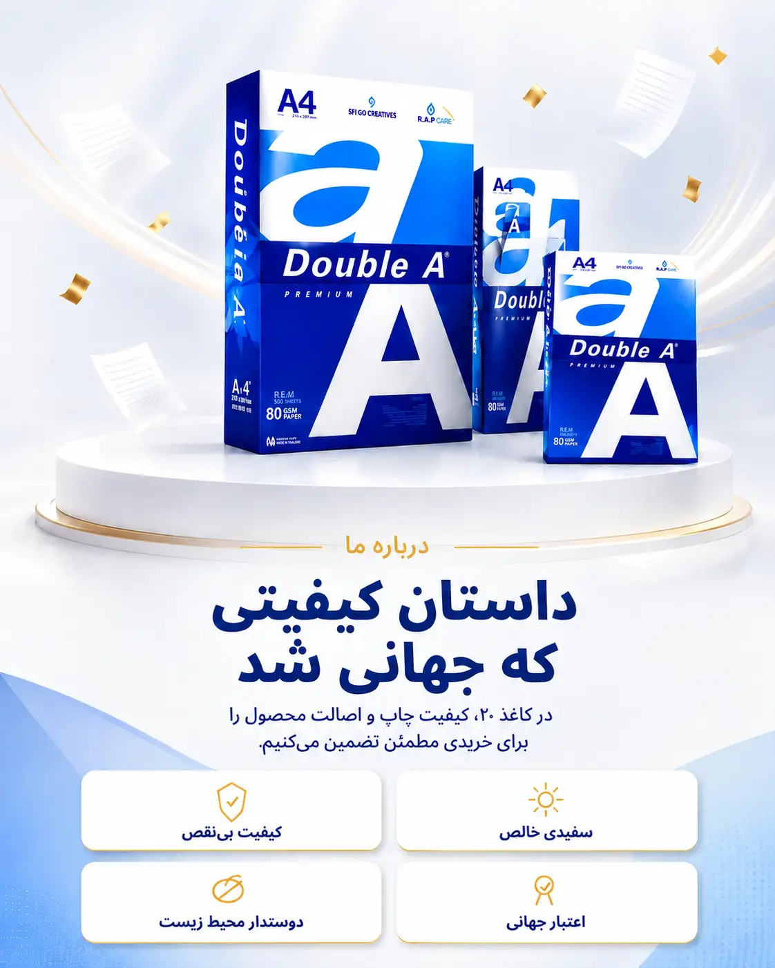 درباره کاغذ ۲۰ و محصولات Double A
